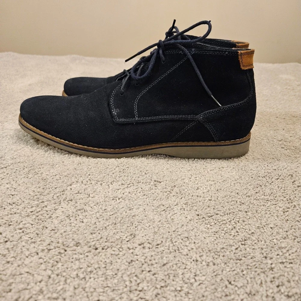 Mauro Alfani Men's 11 Navy Blue Suede Leather Chukka Boots Gonzalo Dress Casual‎